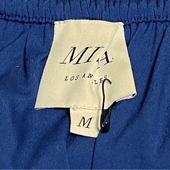 Misa Los Angeles Dress Blue Gold Medium Ambrosia Ruffle Hem Boho Festival NEW - Picture 5 of 16